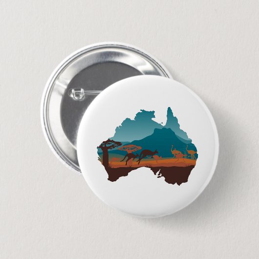 Cool Kangaroo Australien Reiseunterstützung Austra Button (Vorne & Hinten)