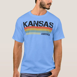 Cool Kansas Staat Retro Vintage Streifen T-Shirt