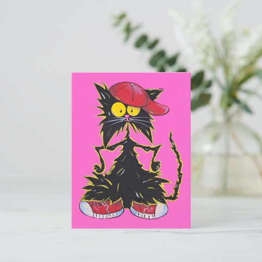 Cool Kat Hip Hop Postkarte (Stehend Vorderseite)