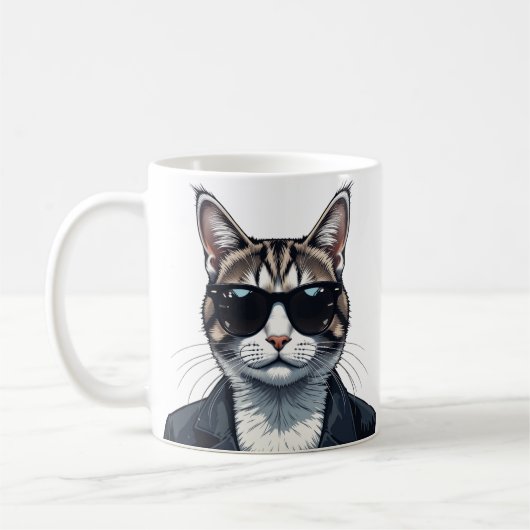 Cool: Katze mit Schatten Kaffeetasse (Links)