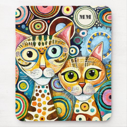 Cool Katzen Abstrakt Mousepad (Vorne)
