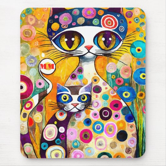 Cool Katzen Abstrakt Mousepad (Vorne)