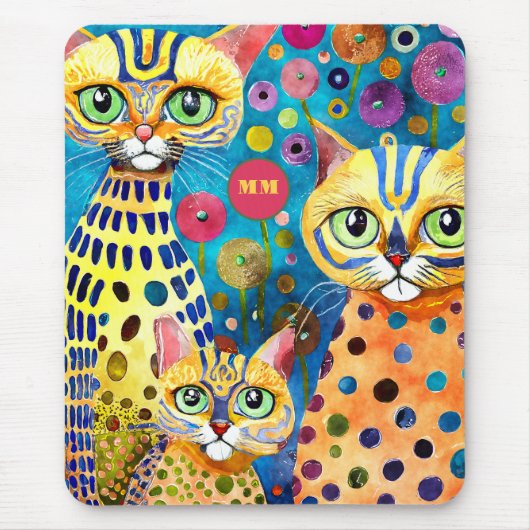 Cool Katzen Abstrakt Mousepad (Vorne)