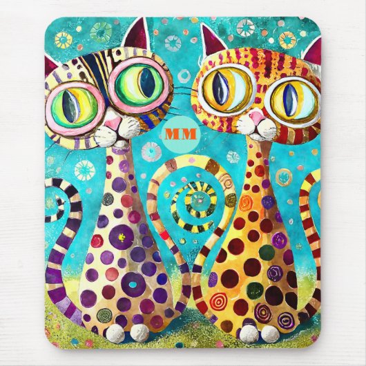 Cool Katzen Abstrakt Mousepad (Vorne)