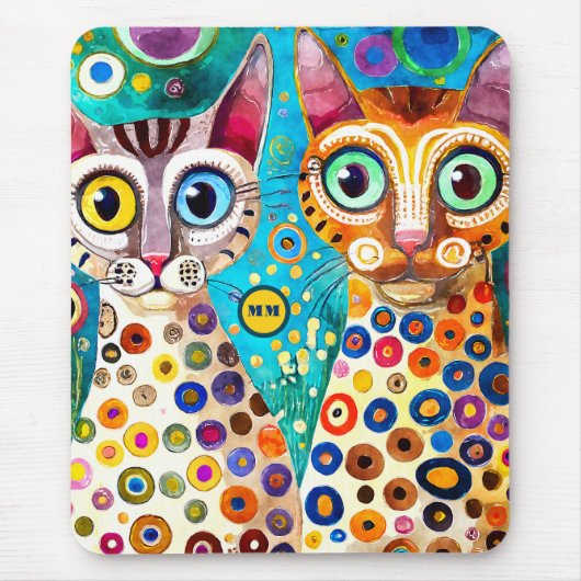Cool Katzen Abstrakt Mousepad (Vorne)