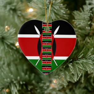 Cool Kenyan Love Flags Colors Black Red Green Keramik Ornament