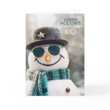 Cool Kid Snowman in a Hat and Sunglasses