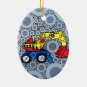 Cool Kids Construction Truck Bagger Digger Keramikornament (Hinten)