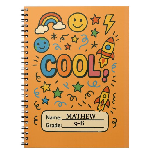 Cool-Kids-Notebook - Personalisierter Name und Not Notizblock (Vorderseite)