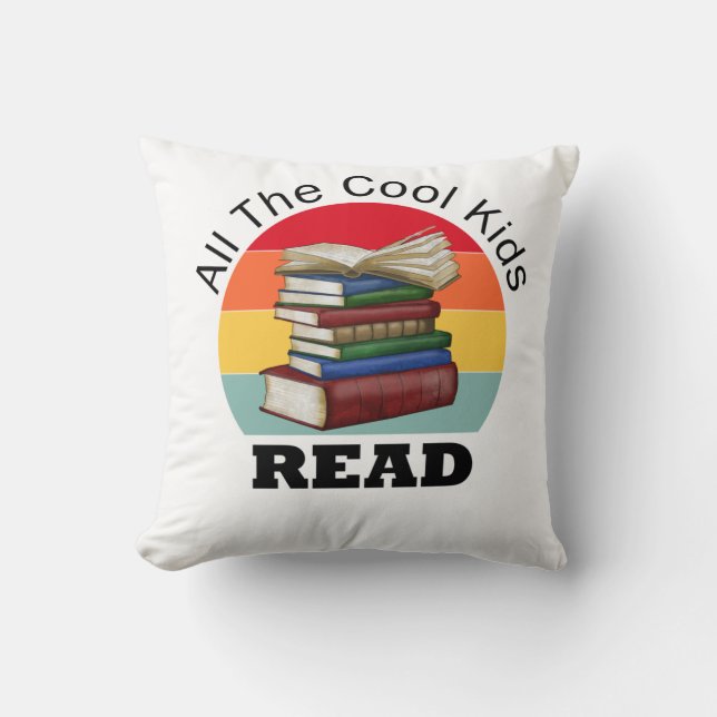 Cool Kids Read Book Reader Funny Bookworm Kissen (Vorderseite)