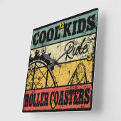 Cool Kids Ride Roller Coasters Funny Coaster Train Quadratische Wanduhr (Winkel)