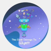 Cool Kids Robot Learning from Reading Notebook Runder Aufkleber (Vorderseite)