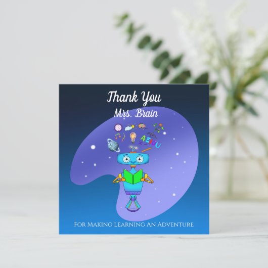 Cool Kids Robot Learning from Reading Vielen Dank Dankeskarte (Stehend Vorderseite)