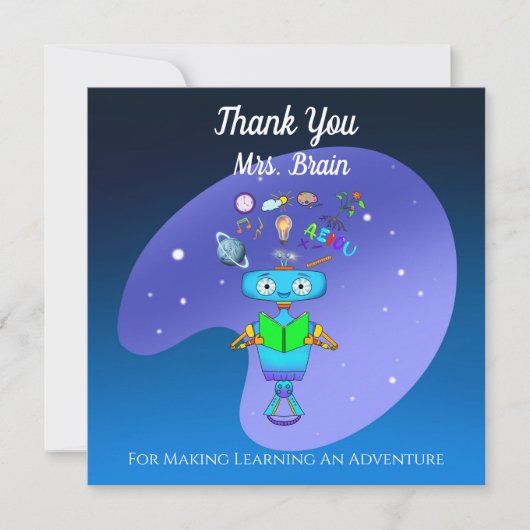 Cool Kids Robot Learning from Reading Vielen Dank Dankeskarte (Vorderseite)