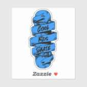 Cool Kids Skate Blue 4" Kiss Cut Vinyl Sticker (Blatt)