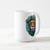 Cool King – Farbiger Löwe mit Sonnenbrille DesignM Kaffeetasse (VorderseiteRechts)