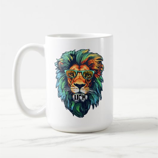 Cool King – Farbiger Löwe mit Sonnenbrille DesignM Kaffeetasse (Links)