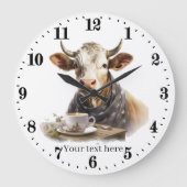 cool kitchen or office coffee cow  große wanduhr (Vorderseite)