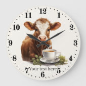 cool kitchen or office coffee cow  große wanduhr (Vorderseite)