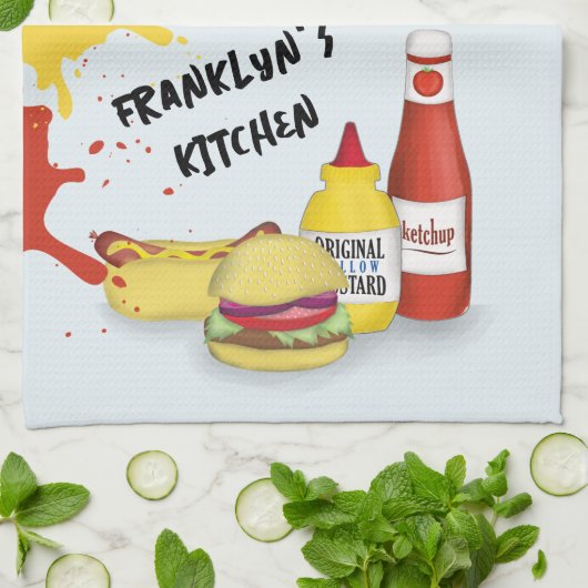 Cool Kitchenette GRILLEN Personalisiert Geschirrtuch (Gefaltet)