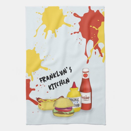 Cool Kitchenette GRILLEN Personalisiert Geschirrtuch (Vertikal)