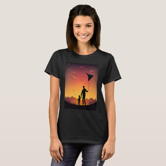 Cool Kite Builder Dad Dad Playing Kite In Sunset T-Shirt (Vorne ganz)