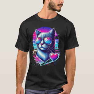 Cool Kitten Farbige Herzsonnenbrille Niedlich Katz T-Shirt