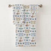Cool, Kitty Cat in Grau und Beige Badhandtuch Set (Insitu)