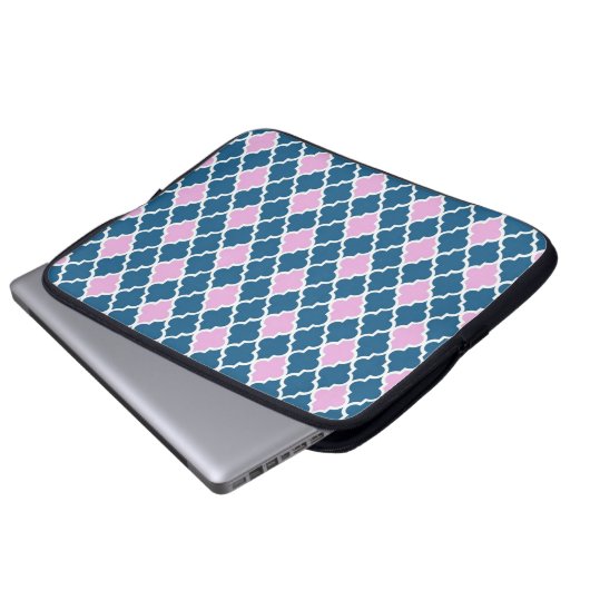 Cool, klassisch, modern, trendig, rosa und marineb laptopschutzhülle (Vorne Knopf)