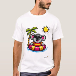 Cool Koala Pool Party Cartoon T-Shirt