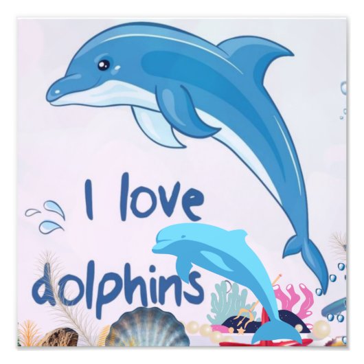 Cool l Love Delphine Quotes Dolphin Liebhaber Fotodruck (Vorne)
