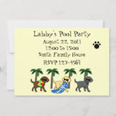 Cool Labradors Beach Party Cartoon Einladung (Rückseite)