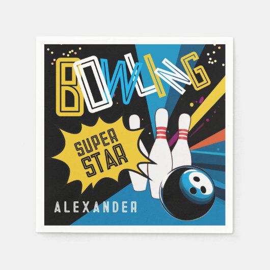 Cool lassen Sie uns das farbenfrohe Bowling Star-P Serviette (Vorderseite)