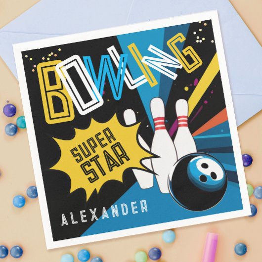 Cool lassen Sie uns das farbenfrohe Bowling Star-P Serviette