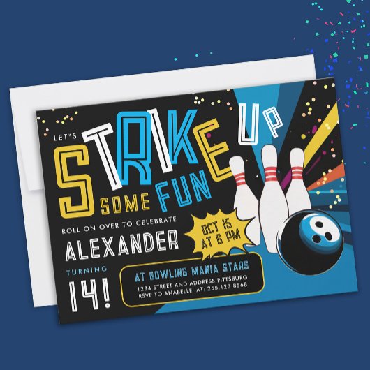 Cool, lassen wir das farbenfrohe Bowling Sport Par Einladung