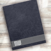 Cool Leather Metal Stripe Bold Monogram Notizblock