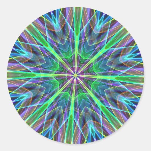 Cool lebendige Neon Pastel Aura Mandela Runder Aufkleber (Vorderseite)