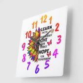 Cool lernen von gestern Zitat Rainbow Sonnenblume Quadratische Wanduhr (Winkel)
