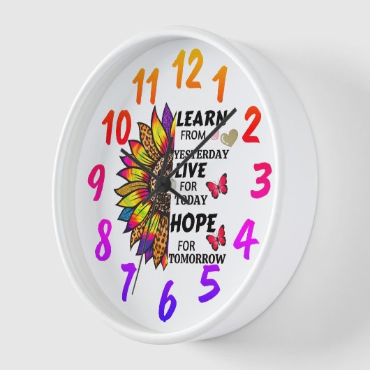 Cool lernen von gestern Zitat Rainbow Sonnenblume Uhr (Winkel)