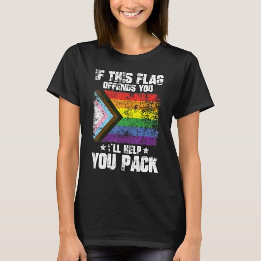 Cool LGBTQ Pride If This Flag Offends You I'll Hel T-Shirt (Vorderseite)