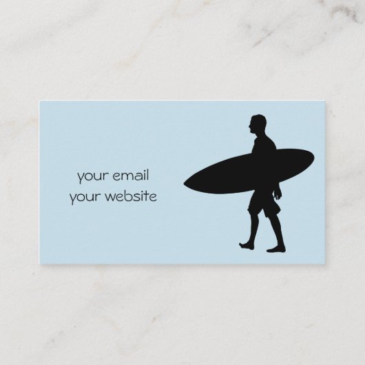 Cool Light Blue Surf Instructor Visitenkarte (Rückseite)