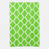 Cool Lime Green marokkanisches Quatrefolienmuster Küchentuch (Vertikal)