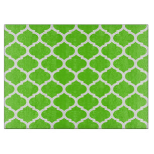Cool Lime Green marokkanisches Quatrefolienmuster Schneidebrett