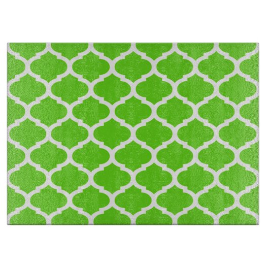 Cool Lime Green marokkanisches Quatrefolienmuster Schneidebrett (Vorderseite)