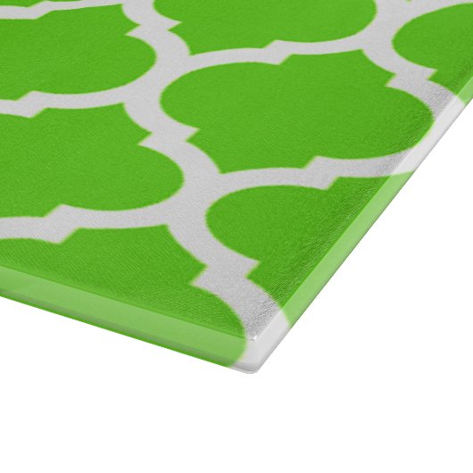 Cool Lime Green marokkanisches Quatrefolienmuster Schneidebrett (Ecke)