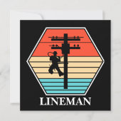 Cool Lineman Vintag Sunset Einladung (Vorderseite)