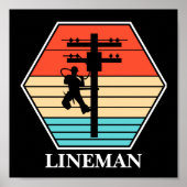 Cool Lineman Vintag Sunset Poster (Vorne)