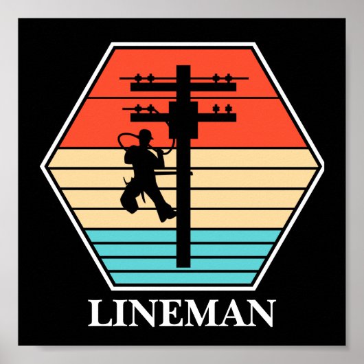 Cool Lineman Vintag Sunset Poster (Vorne)
