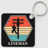 Cool Lineman Vintag Sunset Schlüsselanhänger (Rückseite)