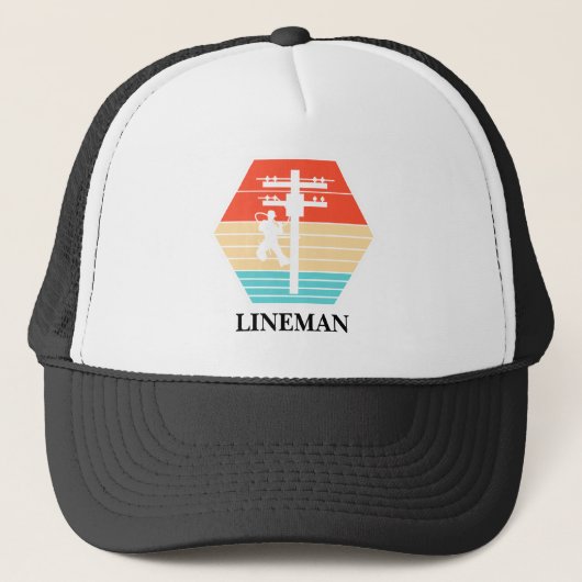 Cool Lineman Vintag Sunset Truckerkappe (Vorderseite)